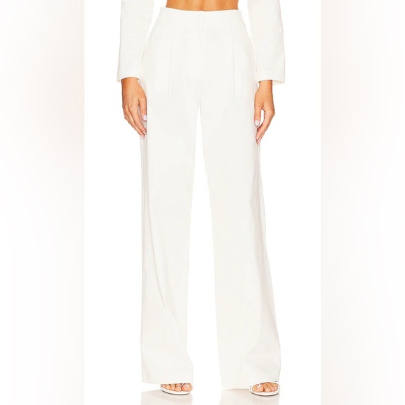SELMACILEK High Rise Pleated Pant in Ecru (white) - Picture 1 of 9